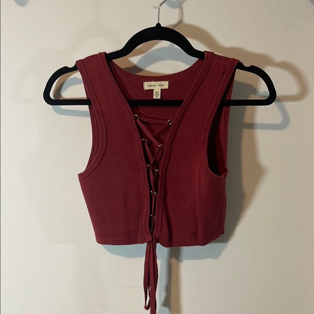 Urban Outfitters Red Tie Front Crop Tank Top